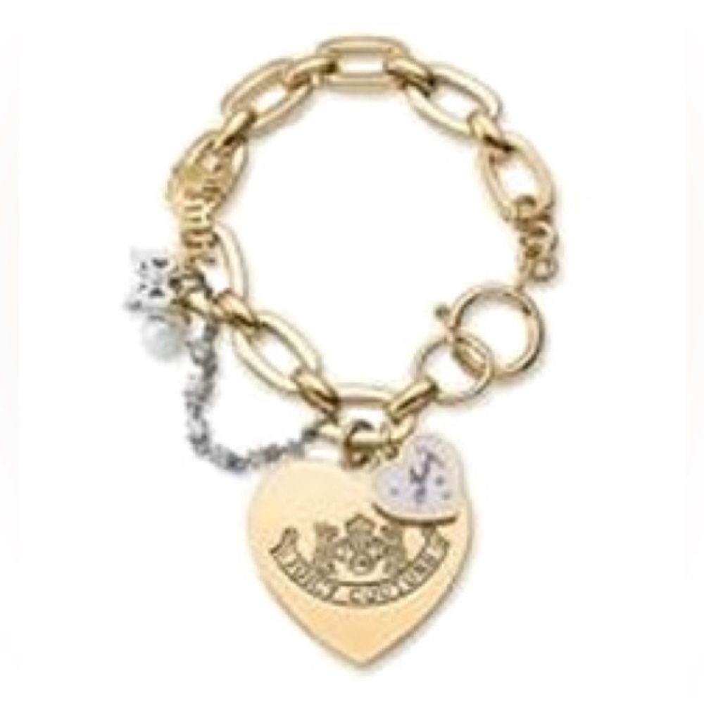 Juicy Couture “Let Them Eat  Couture” Heart Pearl Charm Bracelet - Gold